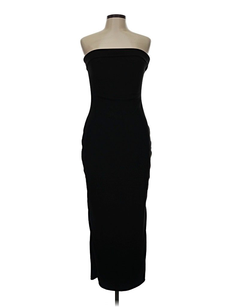 Prettygarden Ribbed Strapless Cocktail Dress - Dark Minimalist, Gothic, Chic